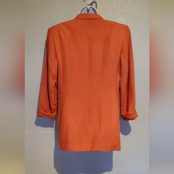 The Limited Coral Linen Blend Relaxed Oversized Notched Blazer Jacket Size Small - Picture 8 of 10